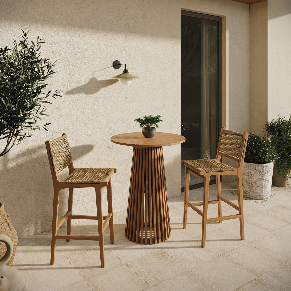 Rowe 3-Piece Outdoor Teak Wood Bar Set
