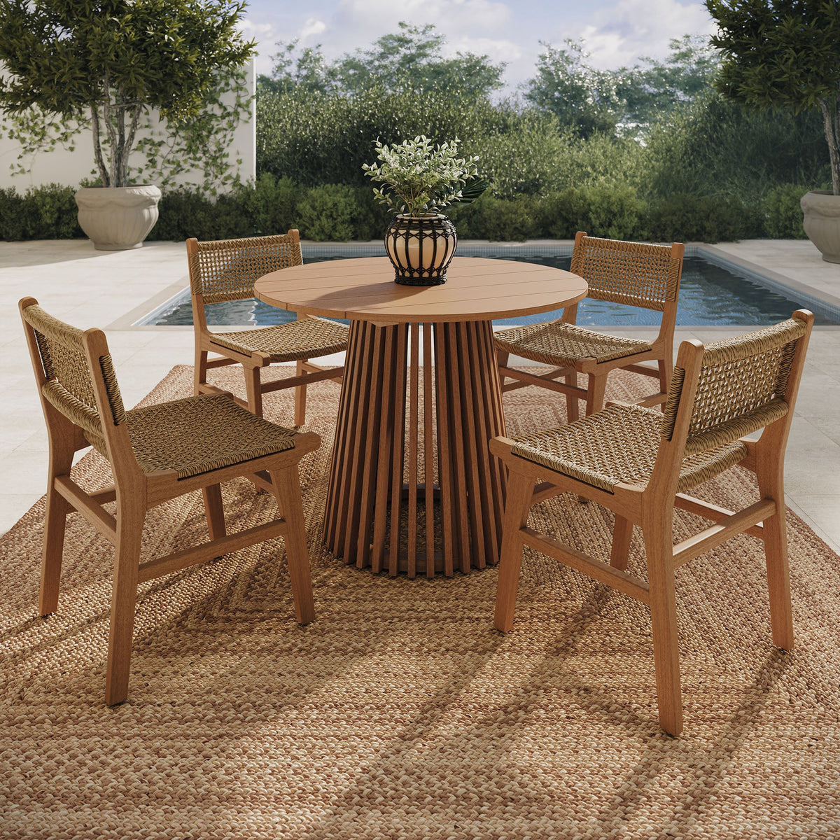 Rowe 5-Piece Outdoor Teak Wood Dining Set