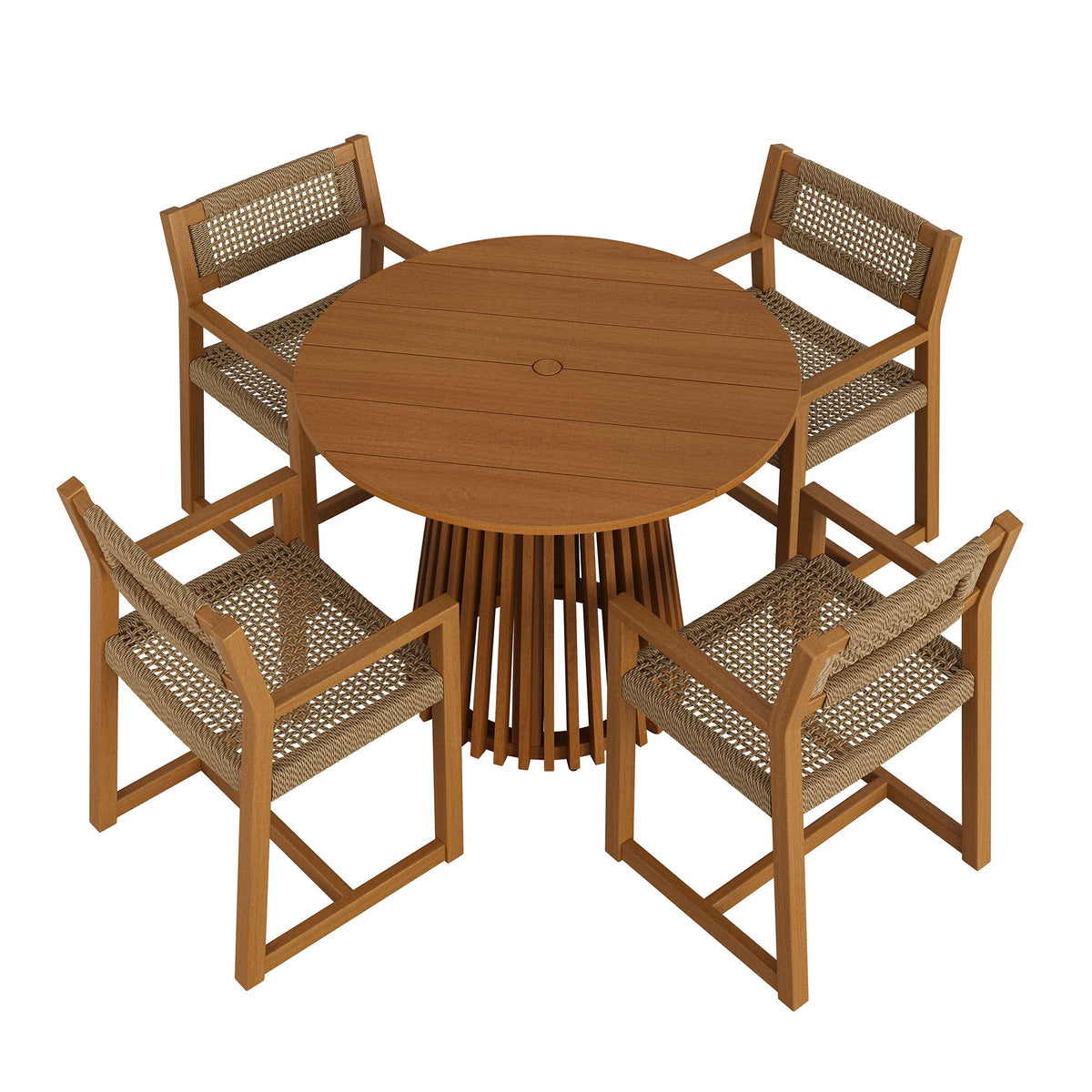 Reed 5-Piece Outdoor Teak Wood Dining Set