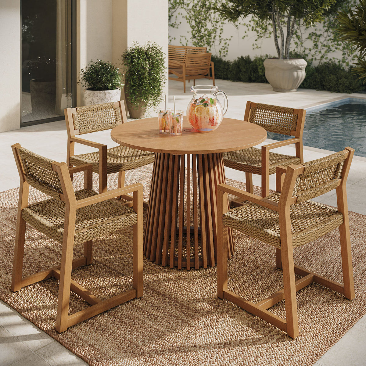 Reed 5-Piece Outdoor Teak Wood Dining Set