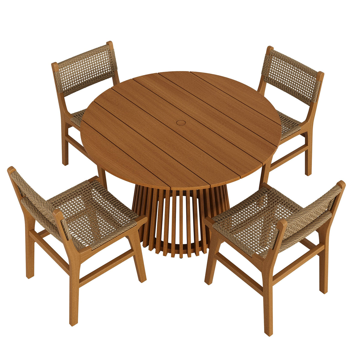 Rowe 5-Piece Outdoor Teak Wood Dining Set