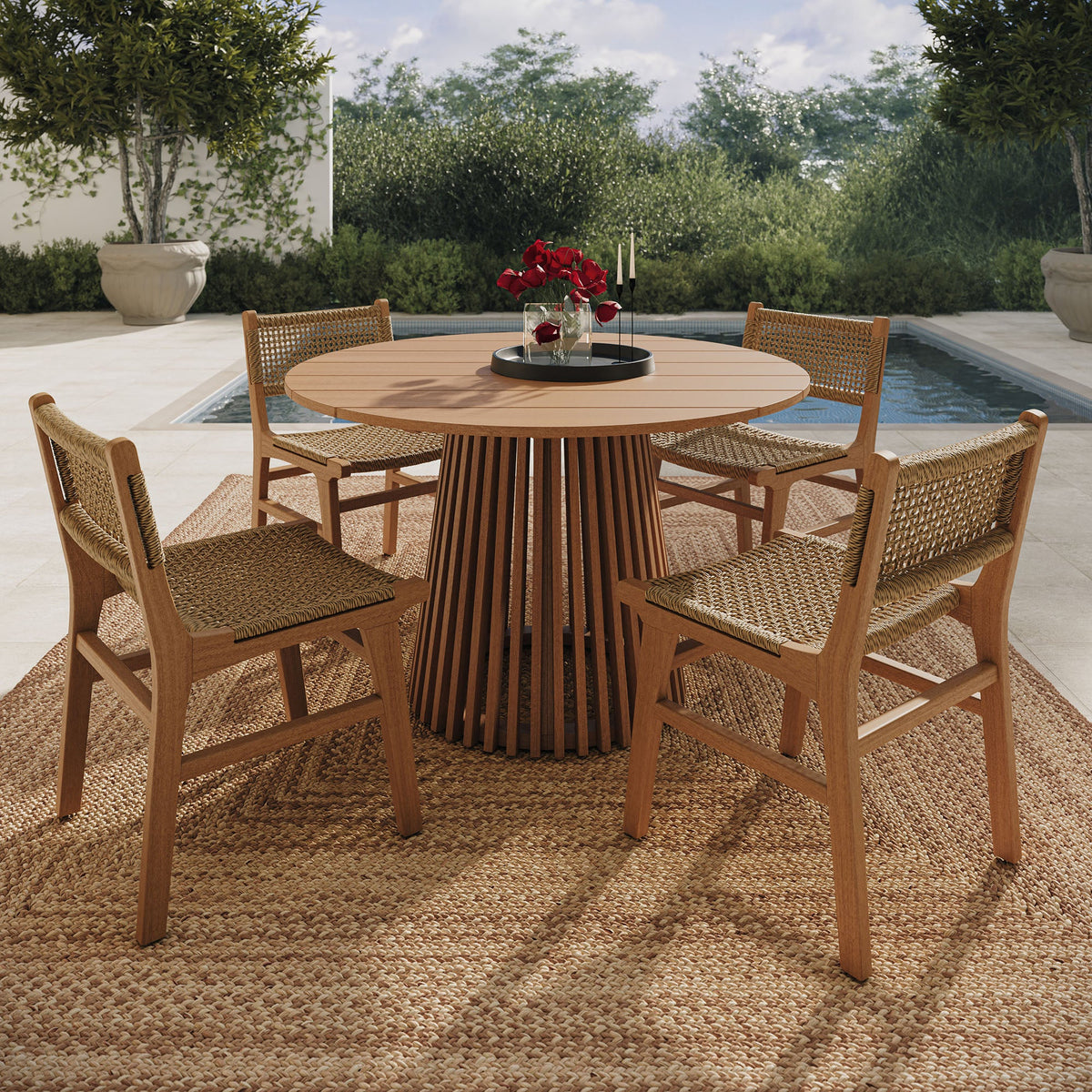 Rowe 5-Piece Outdoor Teak Wood Dining Set