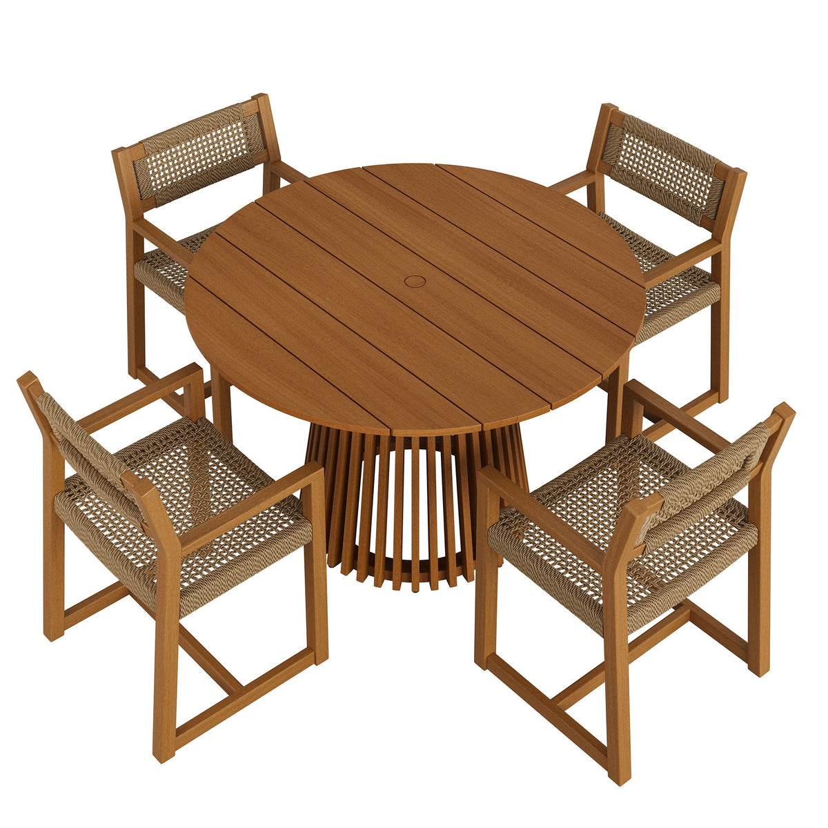 Reed 5-Piece Outdoor Teak Wood Dining Set