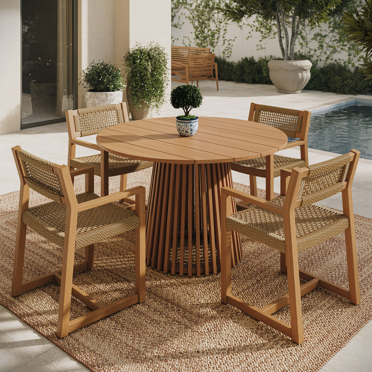 Reed 5-Piece Outdoor Teak Wood Dining Set