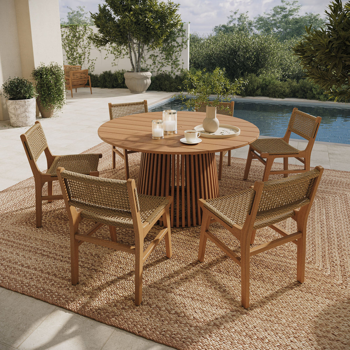 Rowe 7-Piece Outdoor Teak Wood Dining Set