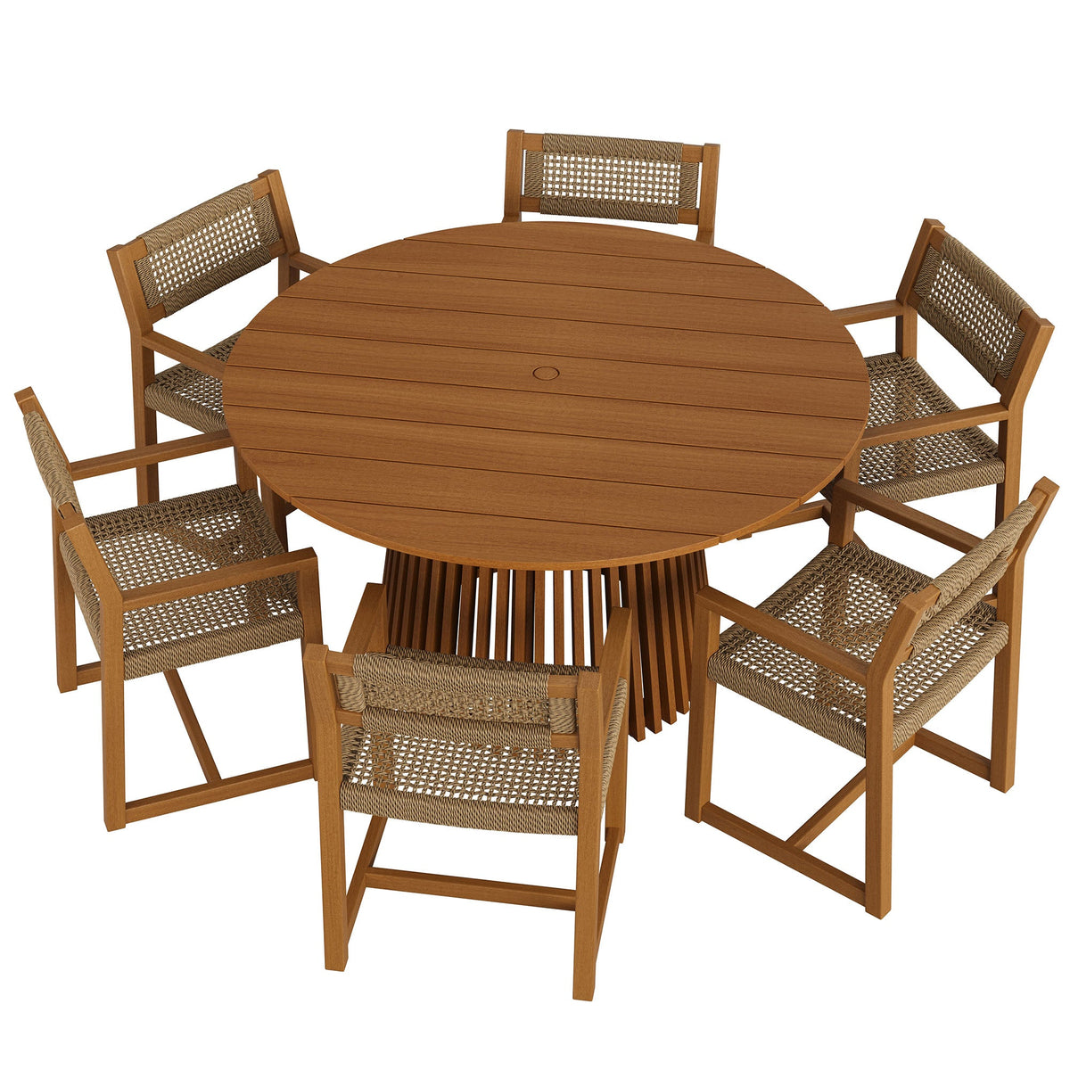 Reed 7-Piece Outdoor Teak Wood Dining Set