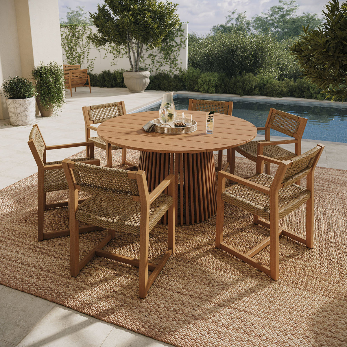 Reed 7-Piece Outdoor Teak Wood Dining Set