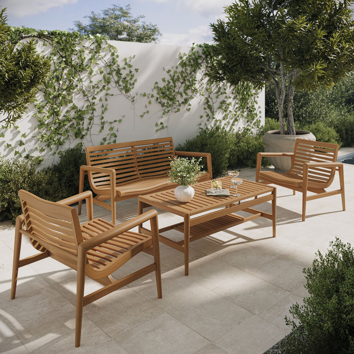 Hayden 4-Piece Outdoor Teak Wood Furniture Set