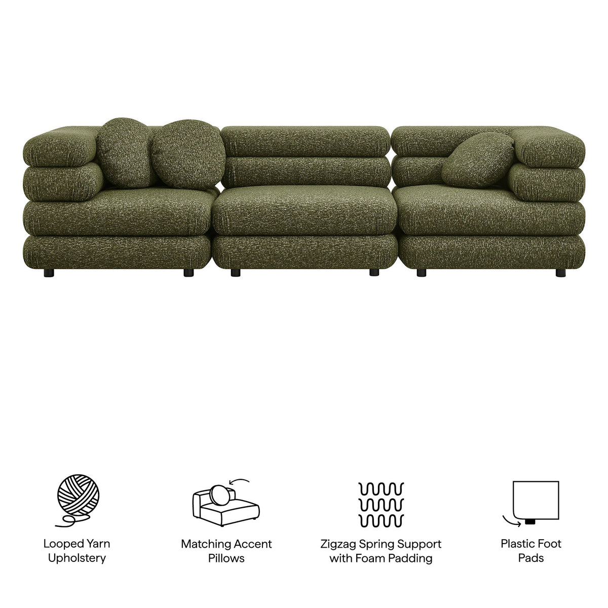Jubilee 3-Piece Upholstered 3-Piece Modular Sofa Set