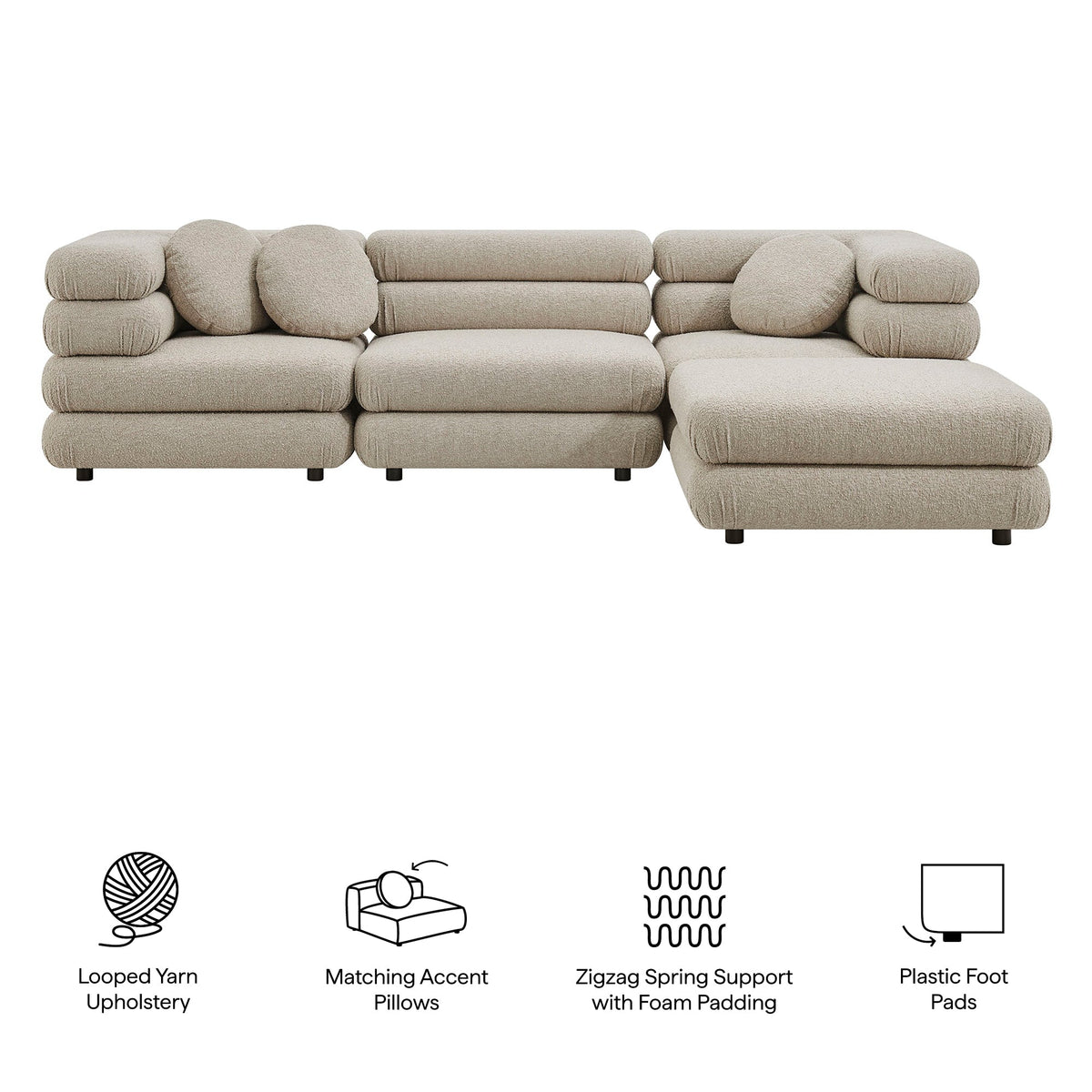 Jubilee 4-Piece Upholstered Modular Sofa Set
