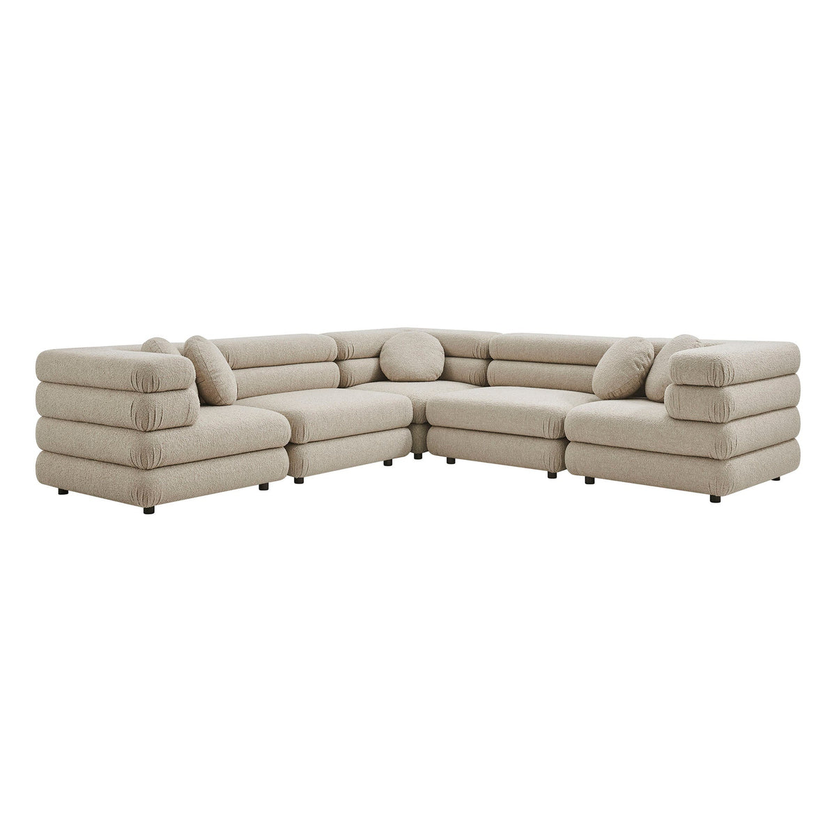 Jubilee 5-Piece Upholstered Modular L-Shaped Sofa Set