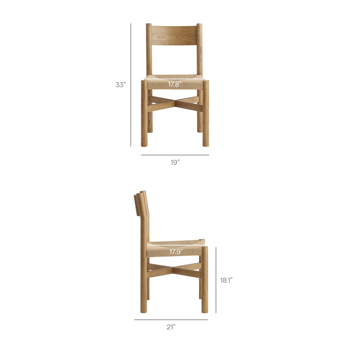 Alvia 6-Piece Oak Wood Dining Table and Seating Set