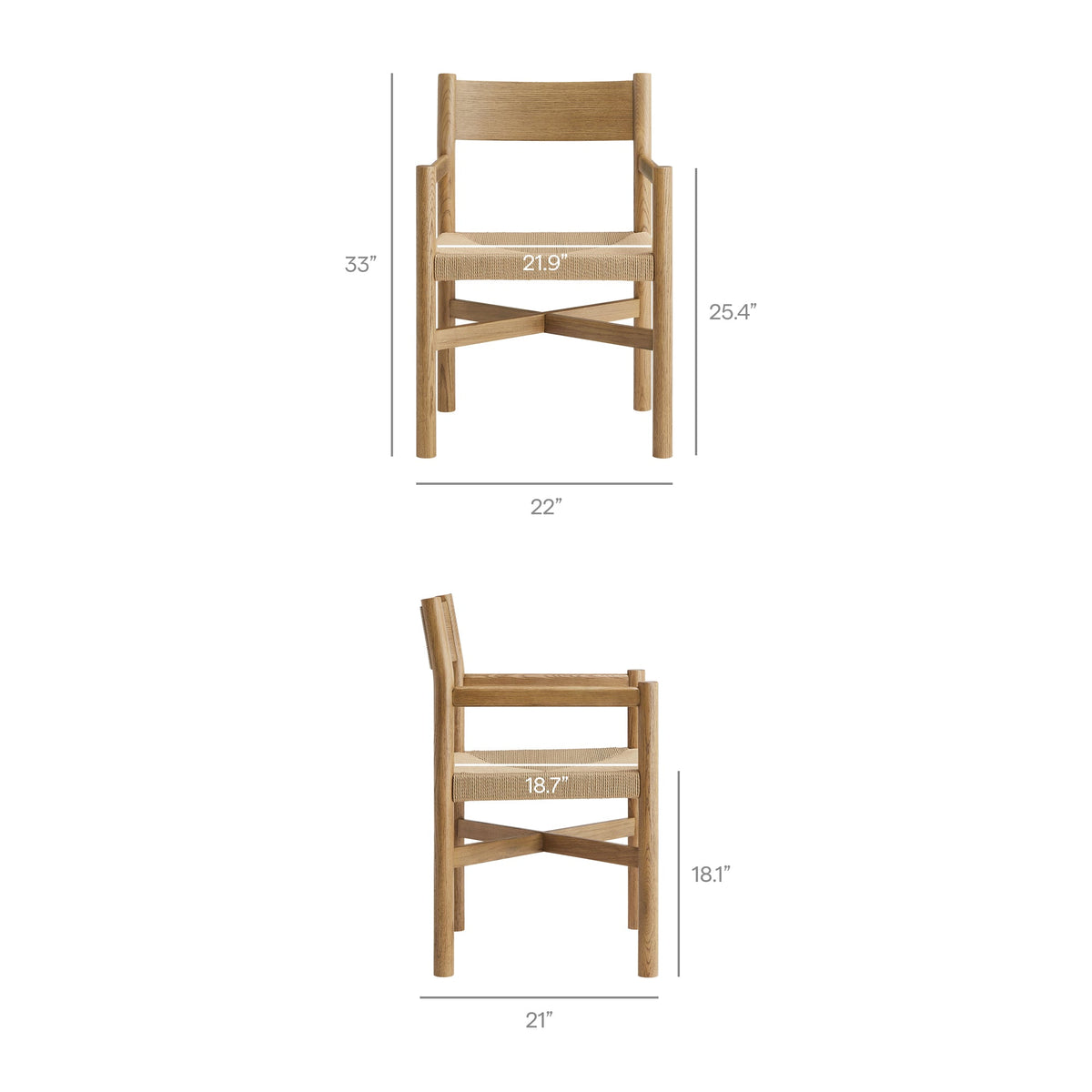 Alvia 6-Piece Oak Wood Dining Table and Seating Set