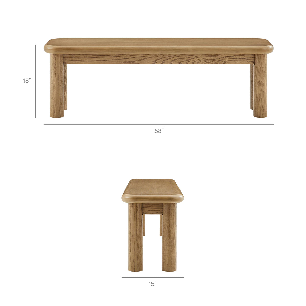 Alvia 6-Piece Oak Wood Dining Table and Seating Set