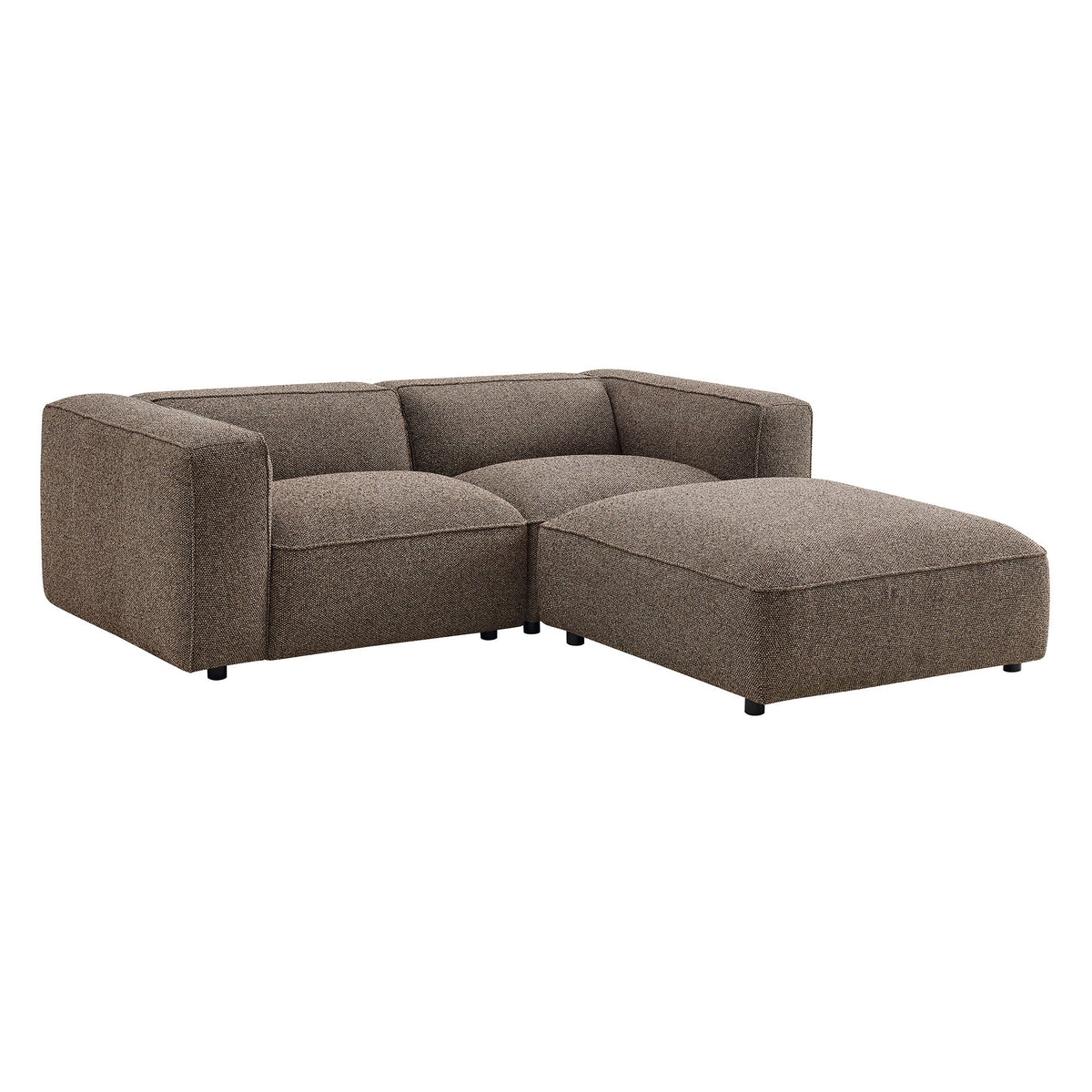 Auren 3 Piece Lattice Bouclé Upholstered Modular Loveseat with Ottoman