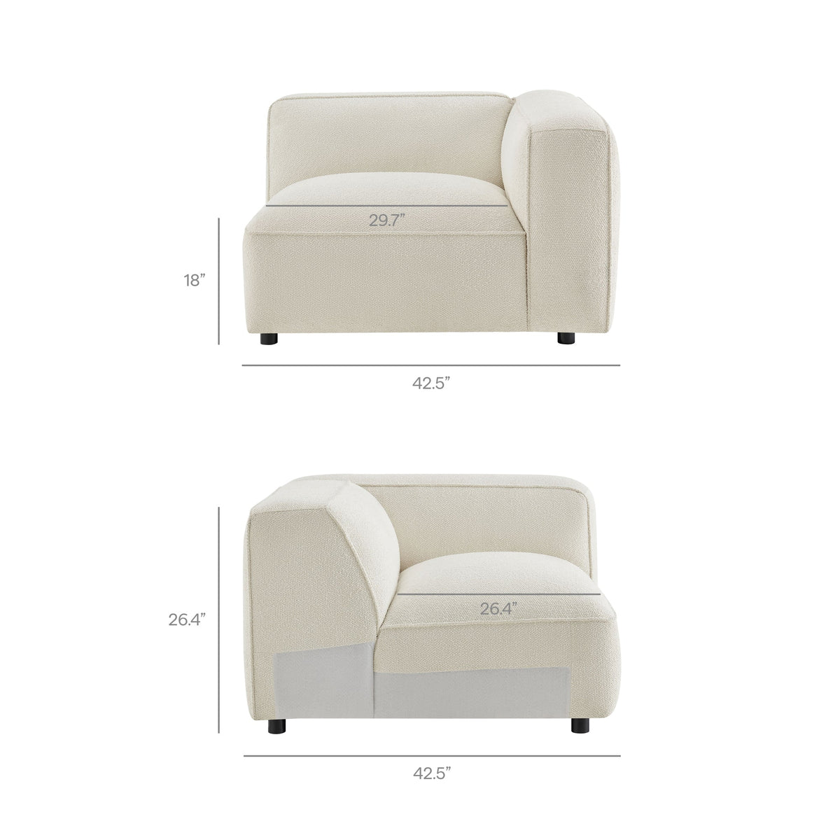 Auren 3 Piece Lattice Bouclé Upholstered Modular Sofa