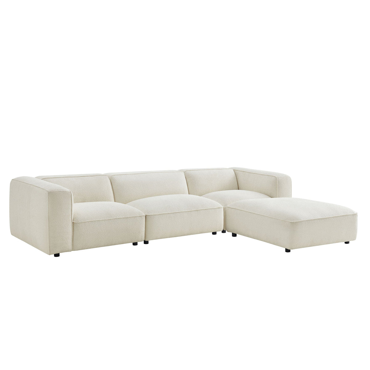 Auren 4-Piece Lattice Bouclé Upholstered Modular Sofa with Ottoman