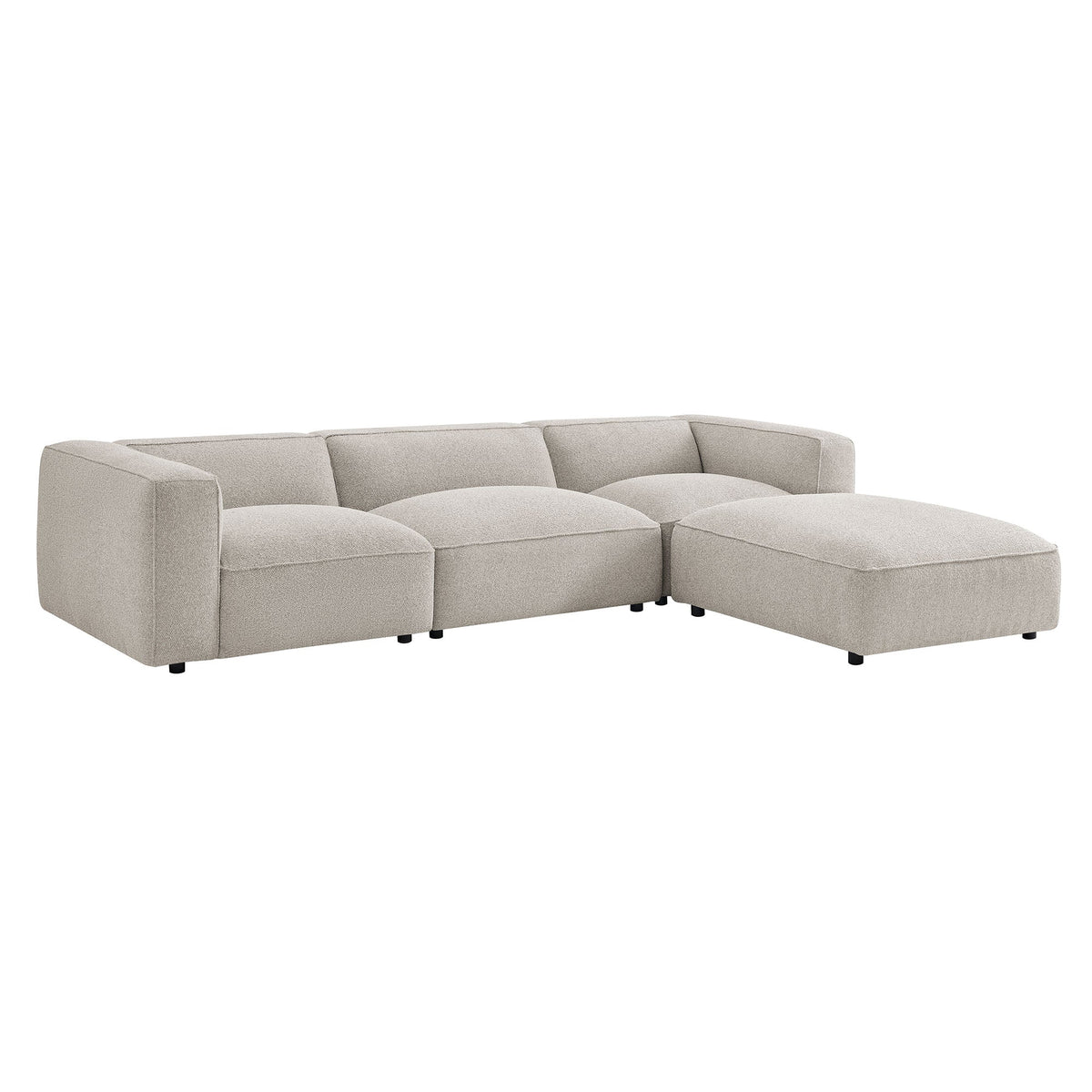 Auren 4-Piece Lattice Bouclé Upholstered Modular Sofa with Ottoman