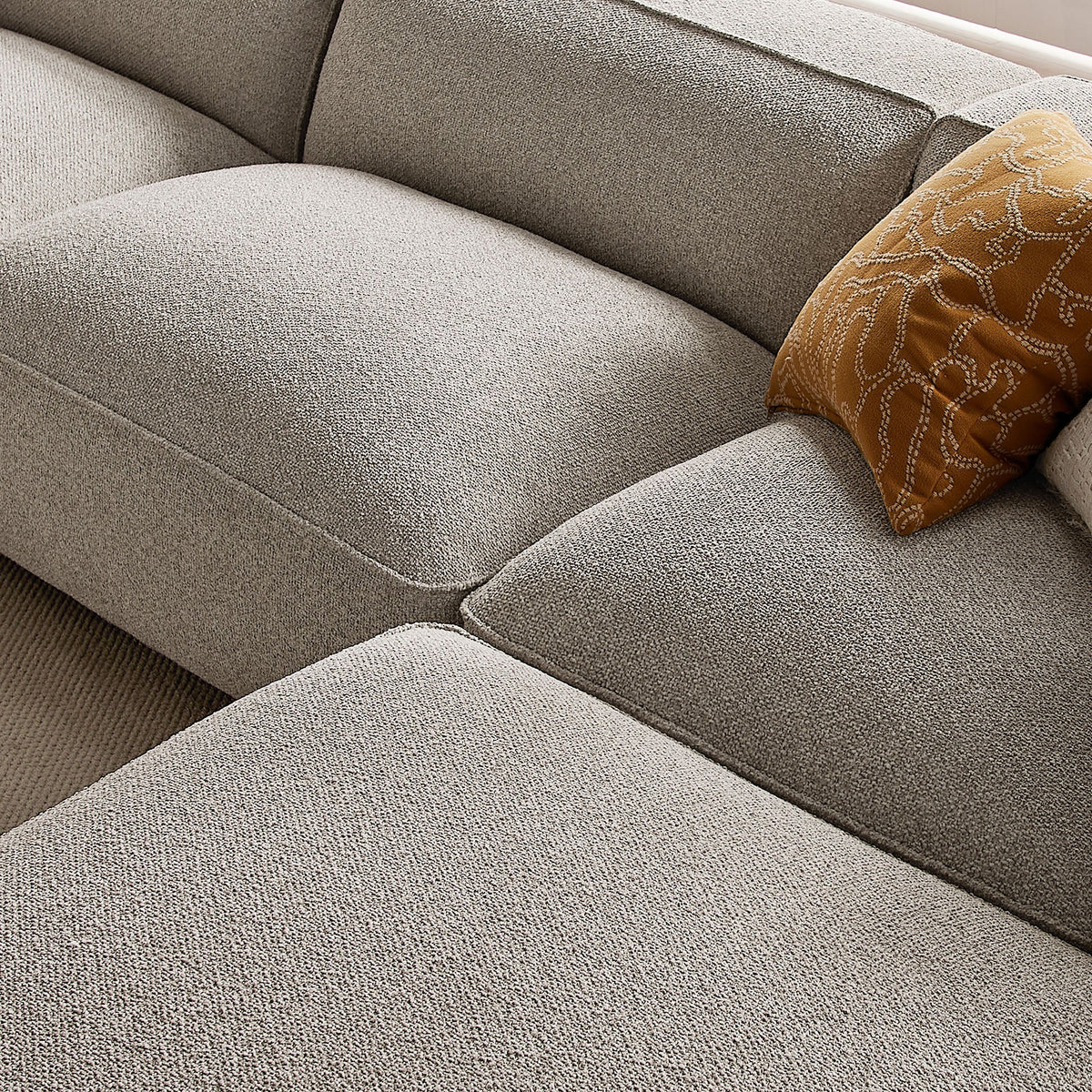 Auren 4-Piece Lattice Bouclé Upholstered Modular Sofa with Ottoman
