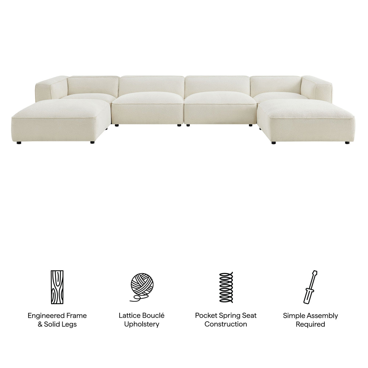 Auren 6 Piece Lattice Bouclé Upholstered Modular Sectional