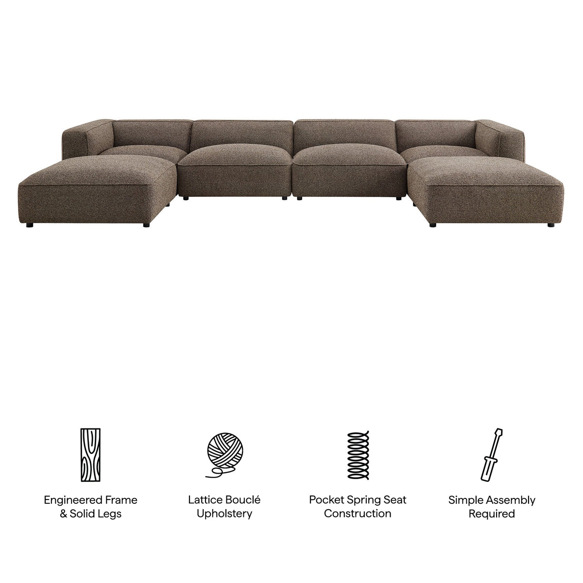 Auren 6 Piece Lattice Bouclé Upholstered Modular Sectional