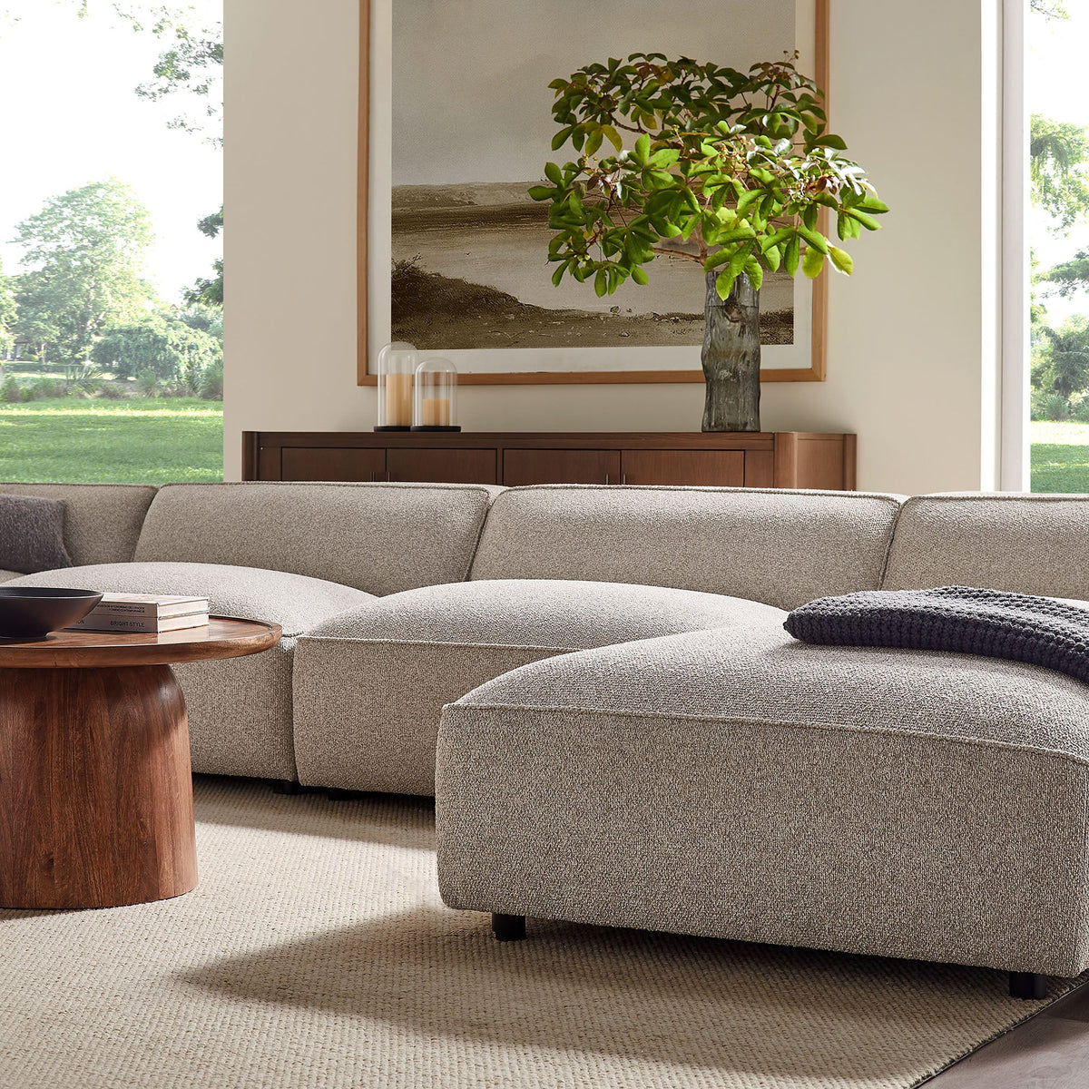 Auren 6 Piece Lattice Bouclé Upholstered Modular Sectional