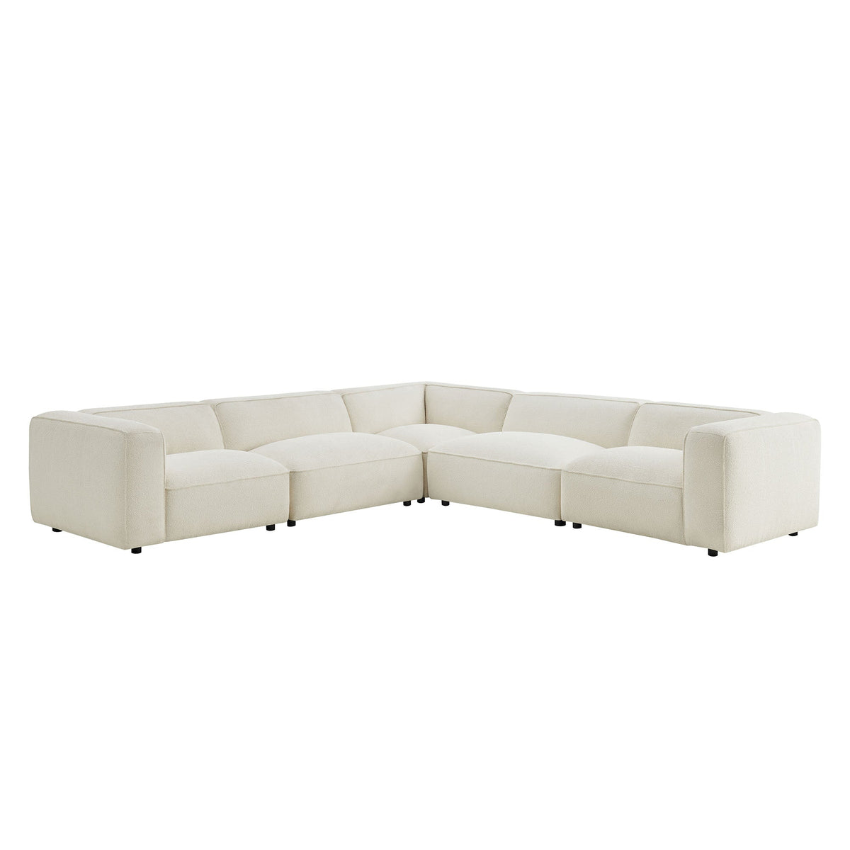 Auren 5 Piece Lattice Bouclé Upholstered Modular Corner Sectional