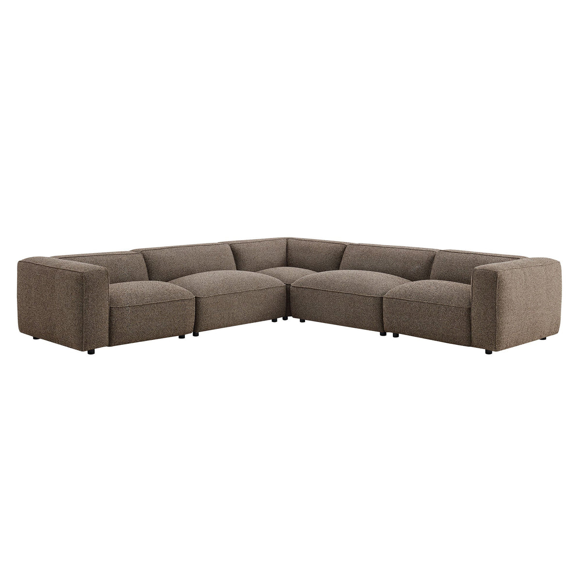 Auren 5 Piece Lattice Bouclé Upholstered Modular Corner Sectional