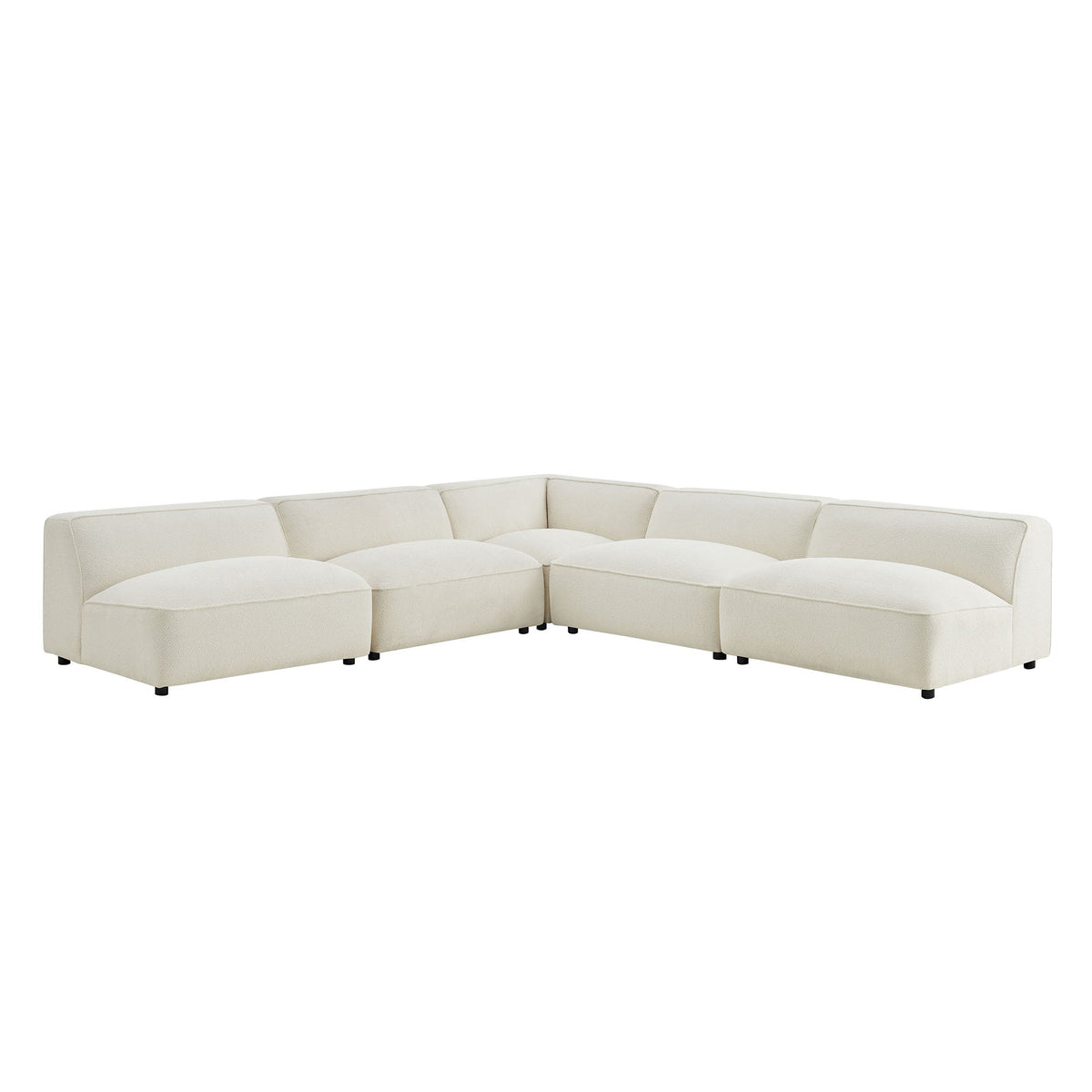 Auren 5 Piece Lattice Bouclé Upholstered Modular Corner Sectional