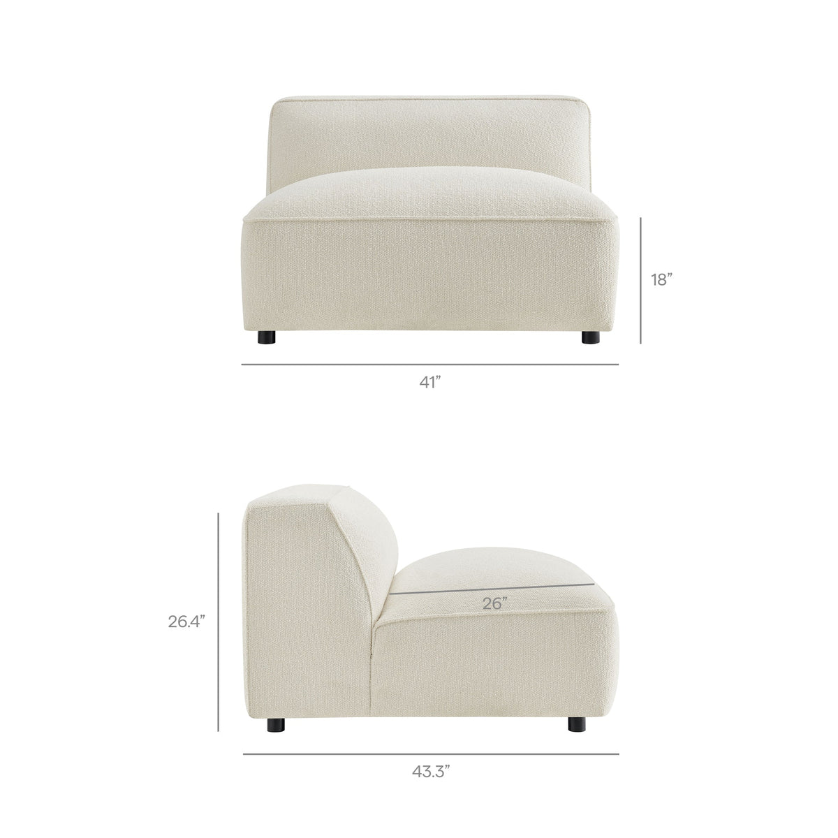 Auren 5 Piece Lattice Bouclé Upholstered Modular Corner Sectional