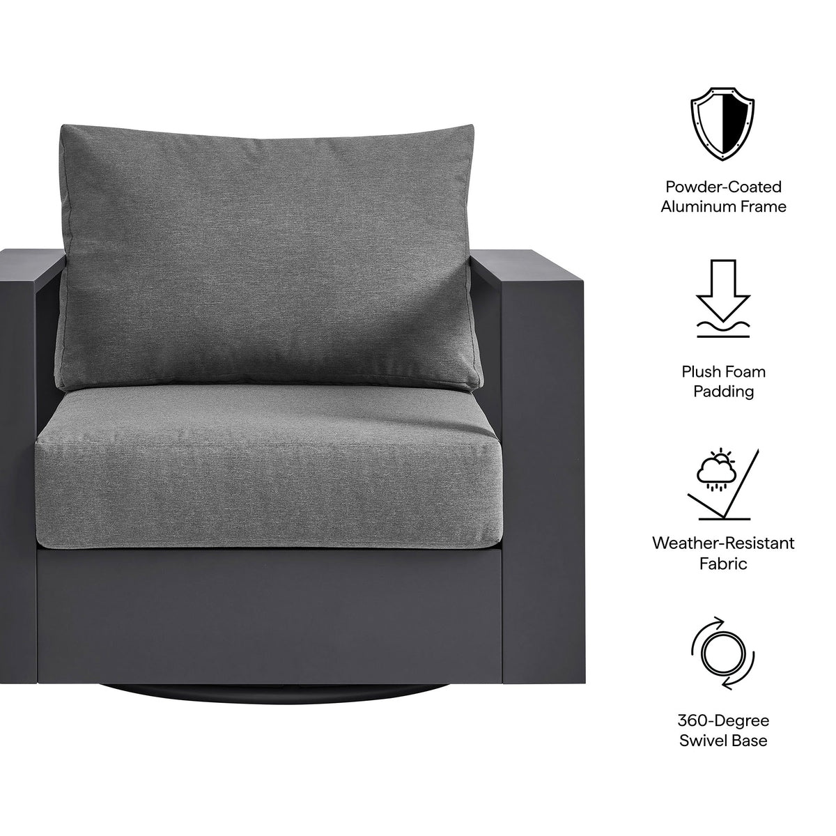 Tahoe Outdoor Powder-Coated Aluminum Swivel Armchair