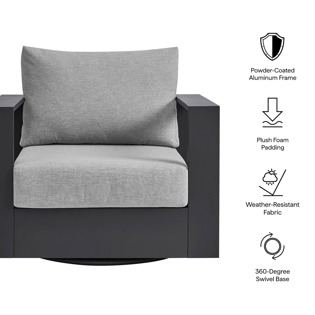 Tahoe Outdoor Powder-Coated Aluminum Swivel Armchair