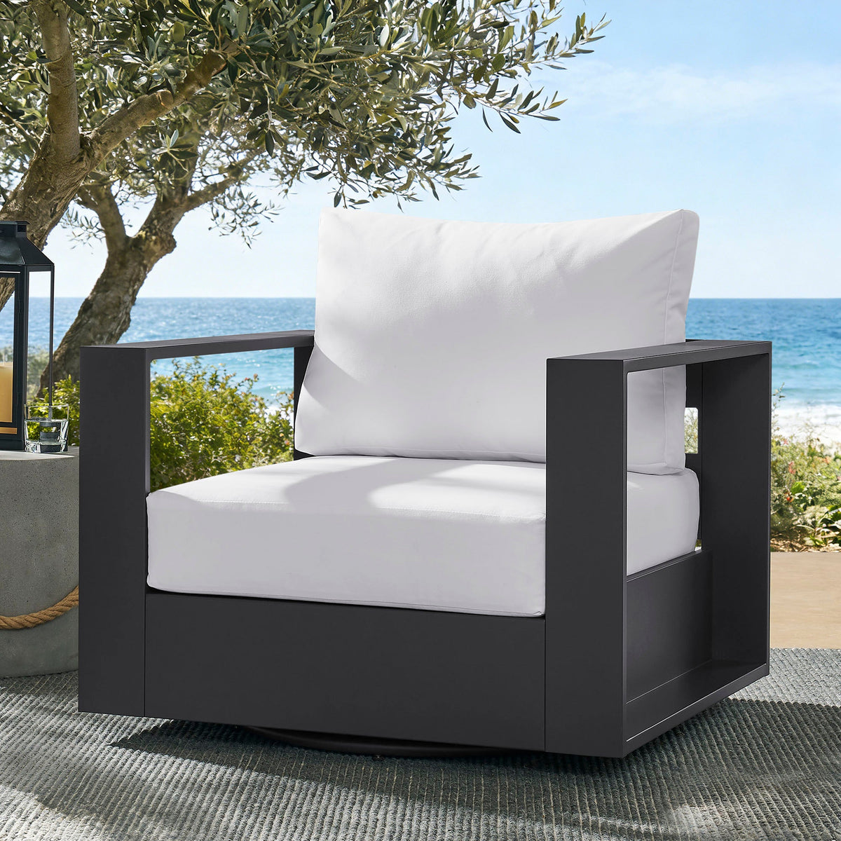 Tahoe Outdoor Powder-Coated Aluminum Swivel Armchair