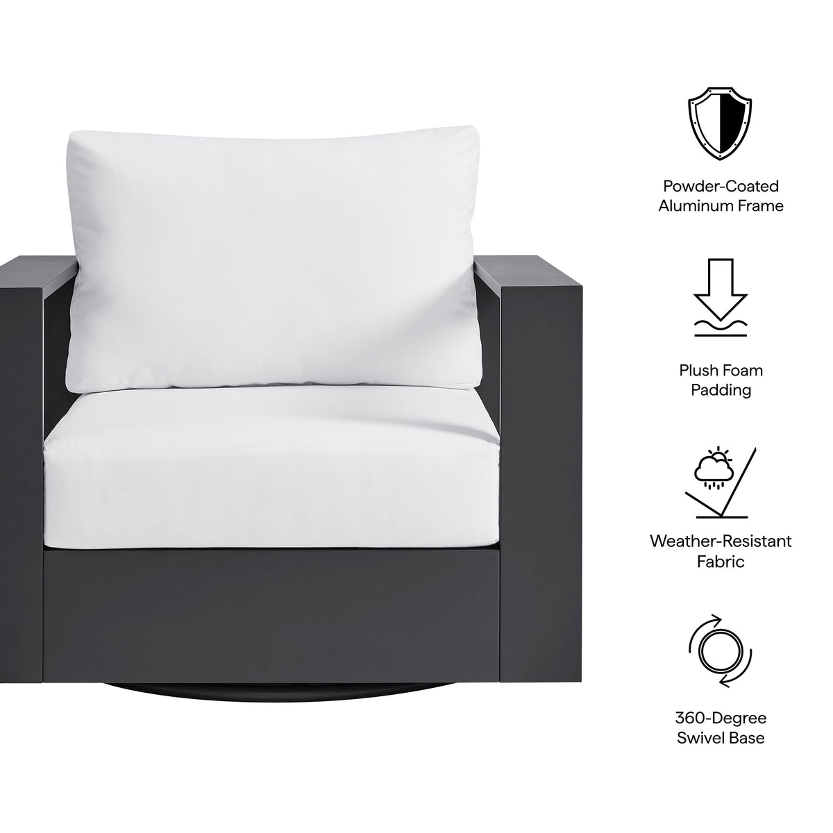 Tahoe Outdoor Powder-Coated Aluminum Swivel Armchair