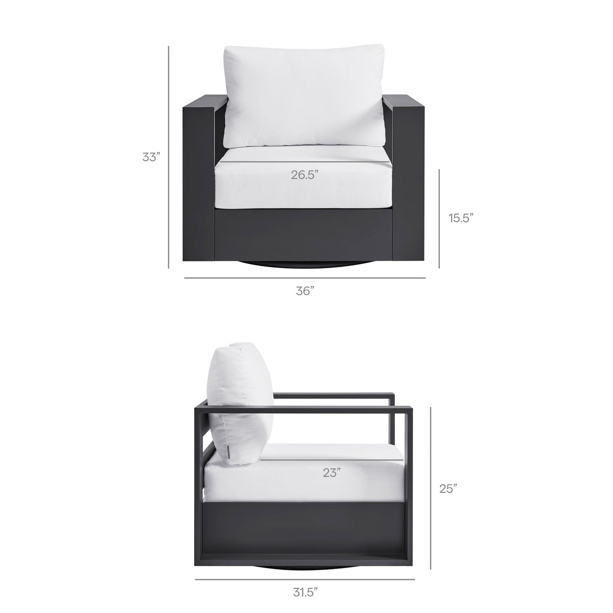 Tahoe Outdoor Powder-Coated Aluminum Swivel Armchair