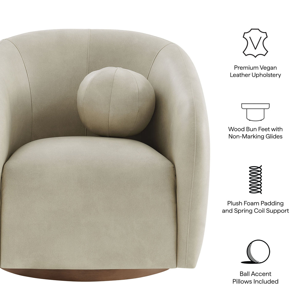 Holland Swivel Vegan Leather Armchair