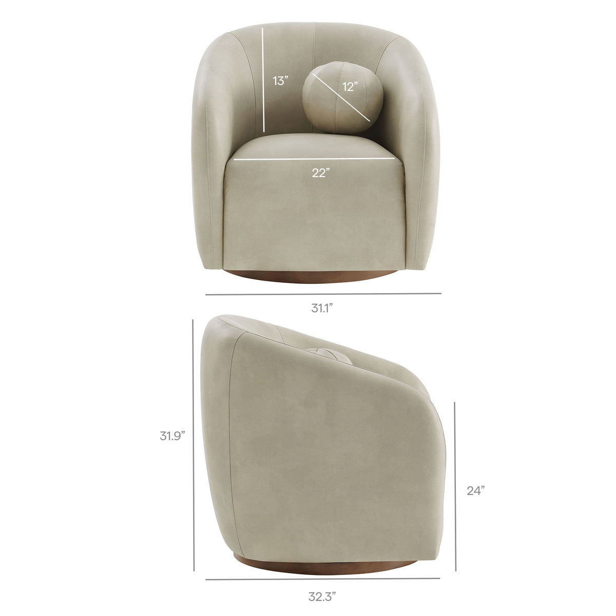 Holland Swivel Vegan Leather Armchair