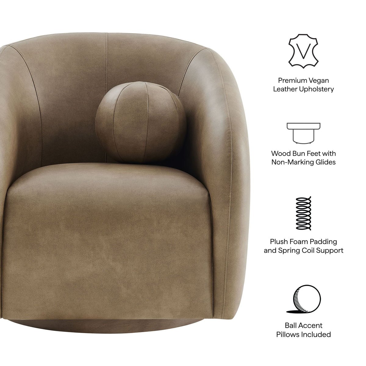 Holland Swivel Vegan Leather Armchair