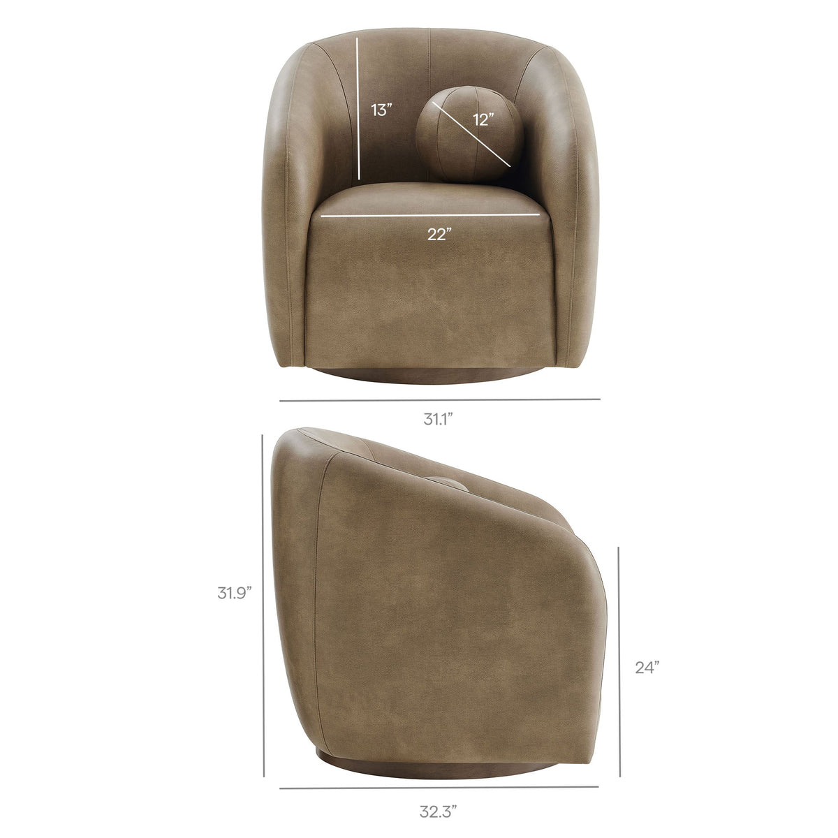 Holland Swivel Vegan Leather Armchair