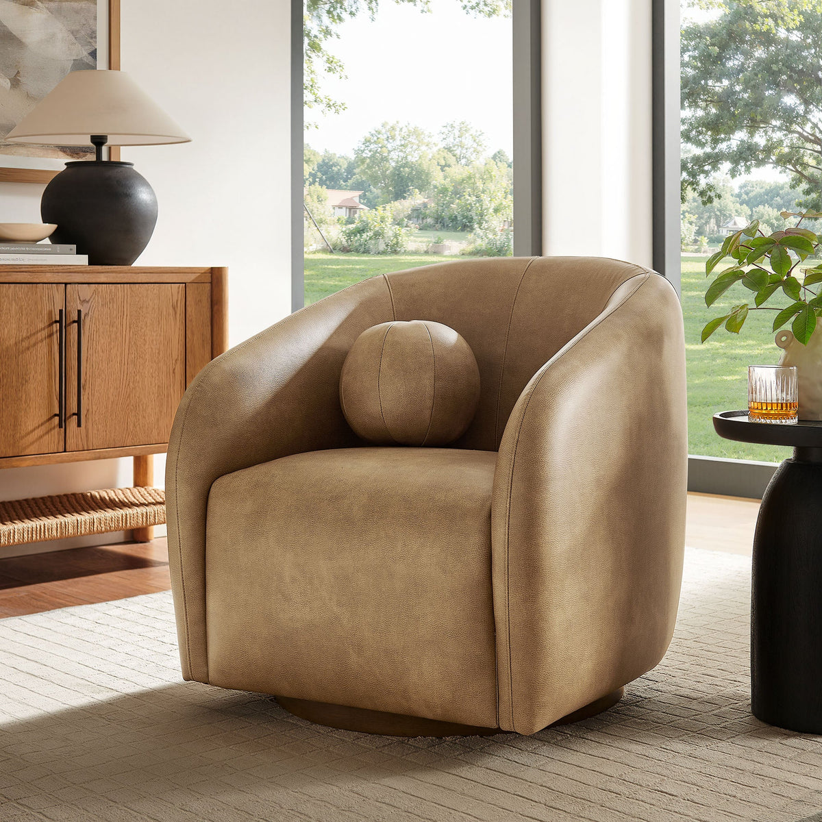 Holland Swivel Vegan Leather Armchair