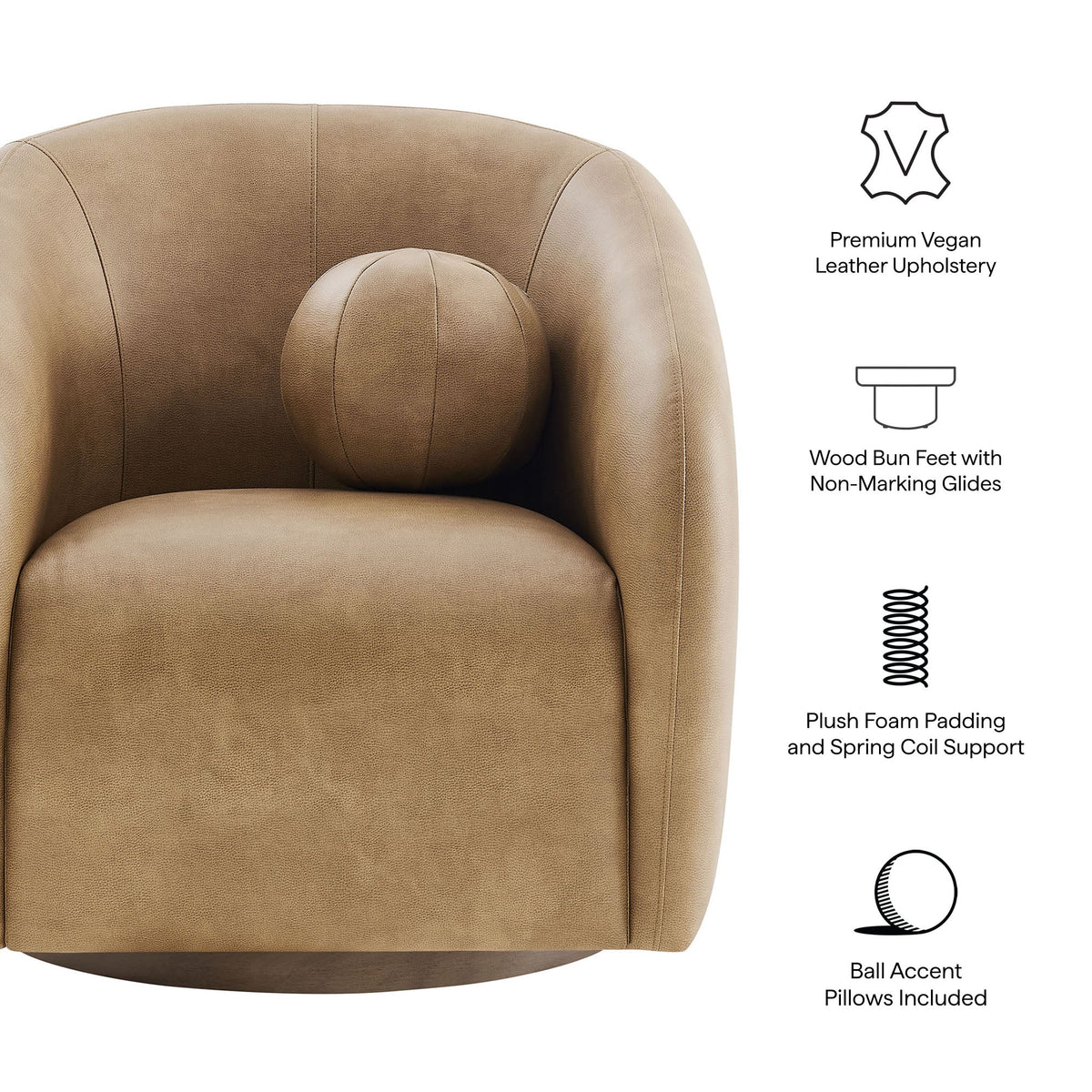 Holland Swivel Vegan Leather Armchair
