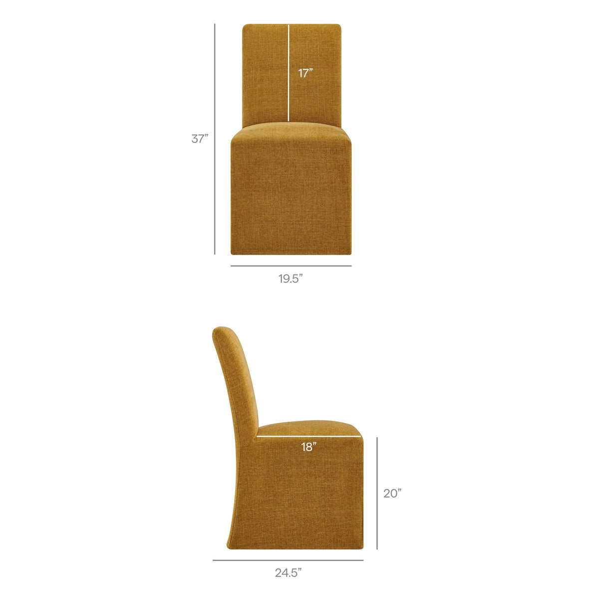 Aster Slub Weave Fabric Slipcovered Dining Chairs Set of 2