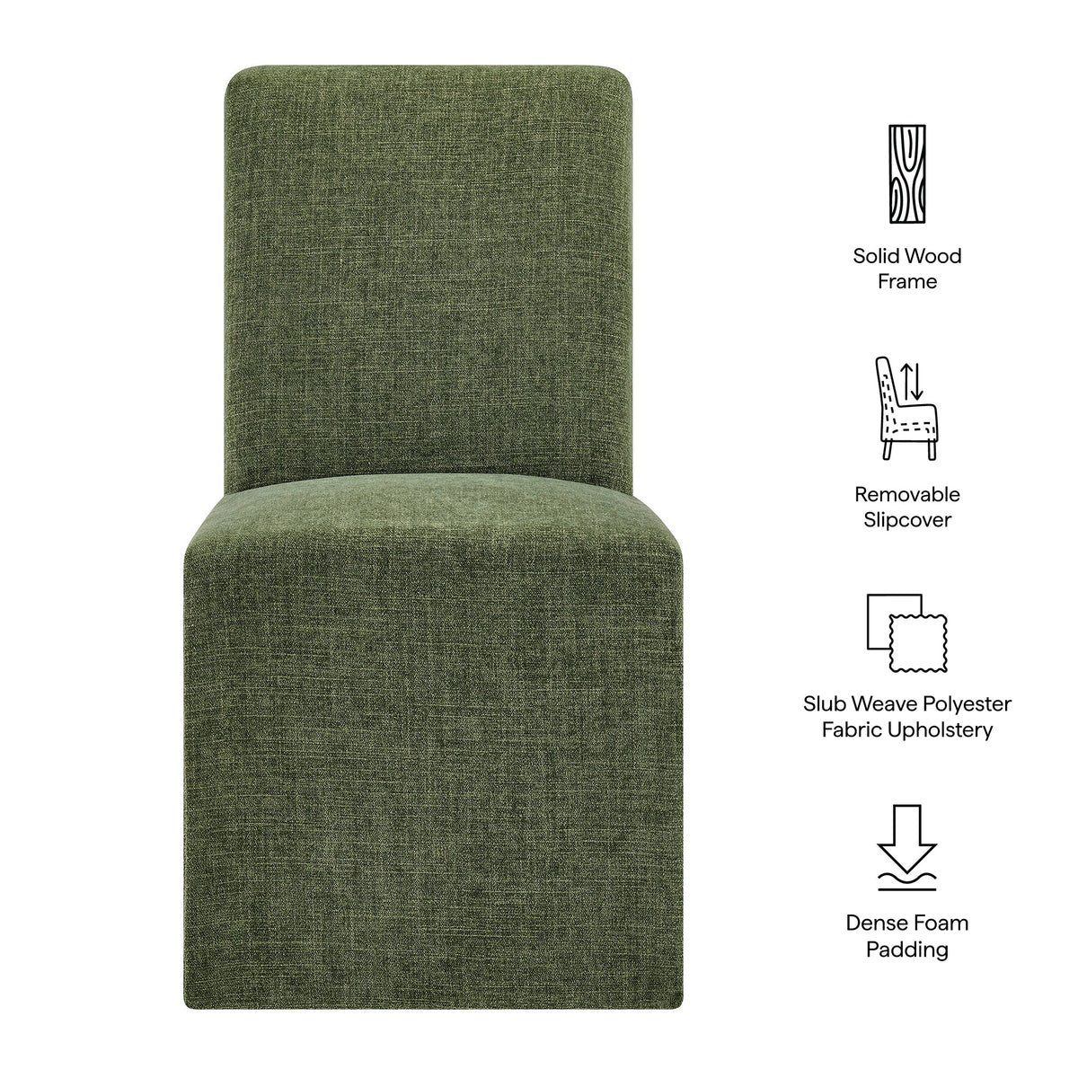 Aster Slub Weave Fabric Slipcovered Dining Chairs Set of 2