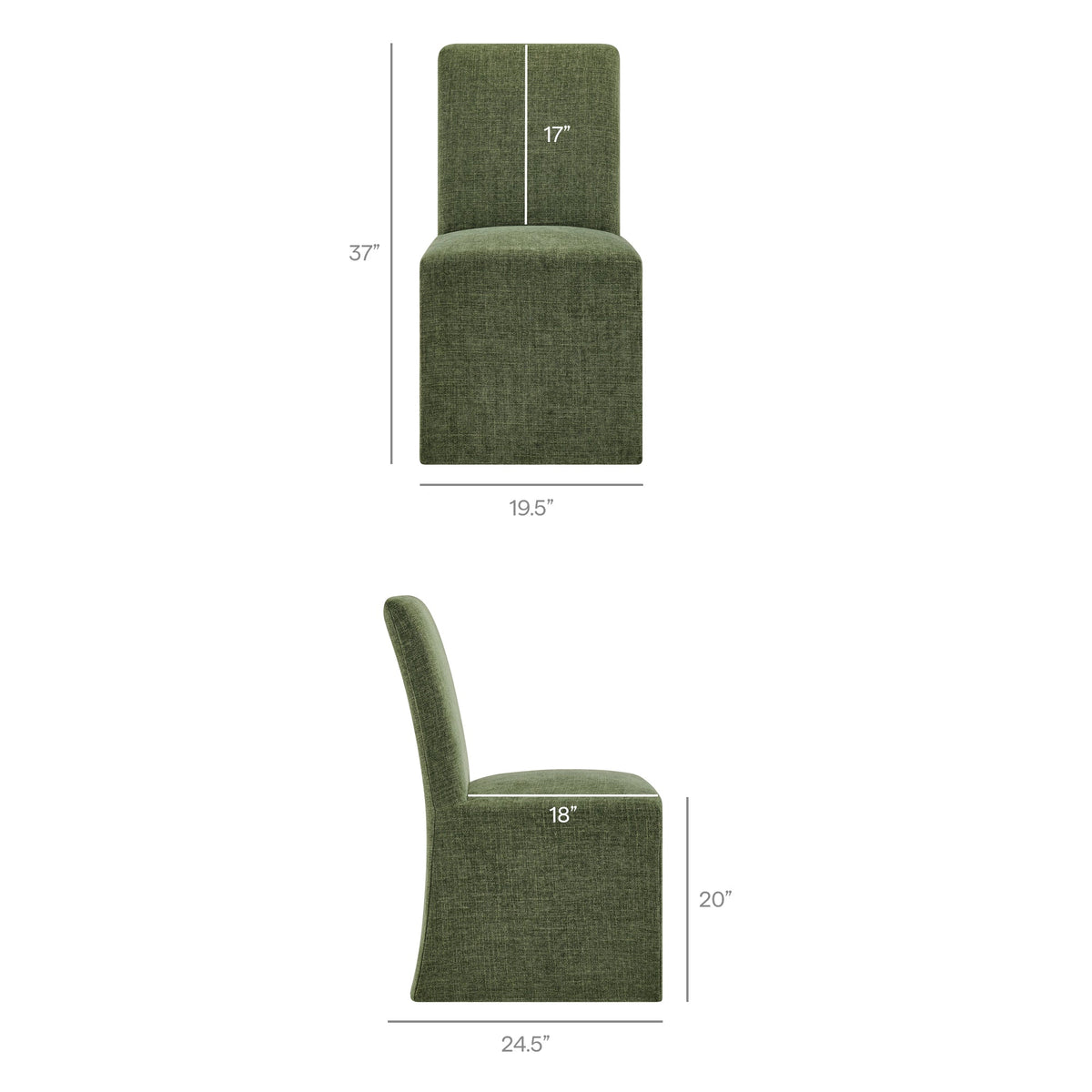 Aster Slub Weave Fabric Slipcovered Dining Chairs Set of 2