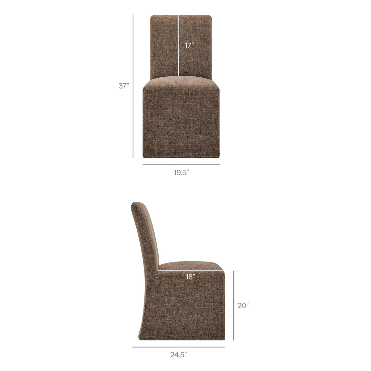 Aster Slub Weave Fabric Slipcovered Dining Chairs Set of 2