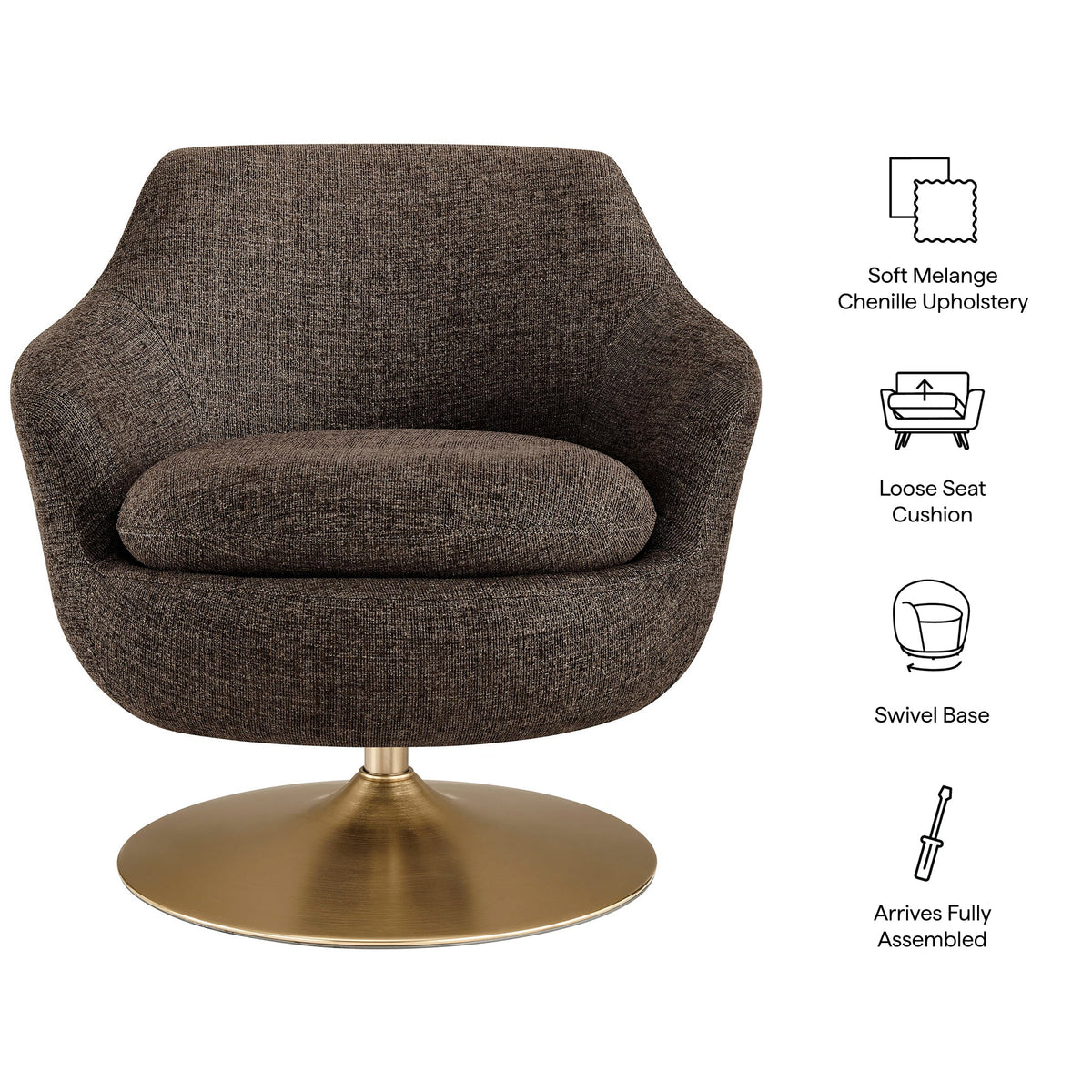 Quimby Melange Chenille Swivel Accent Chair
