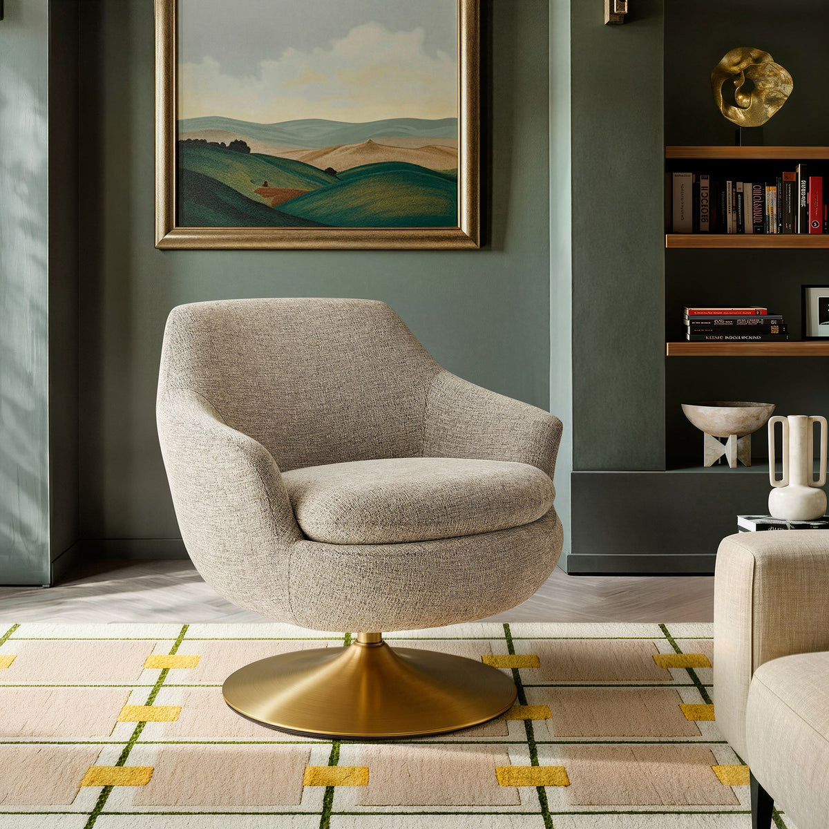 Quimby Melange Chenille Swivel Accent Chair