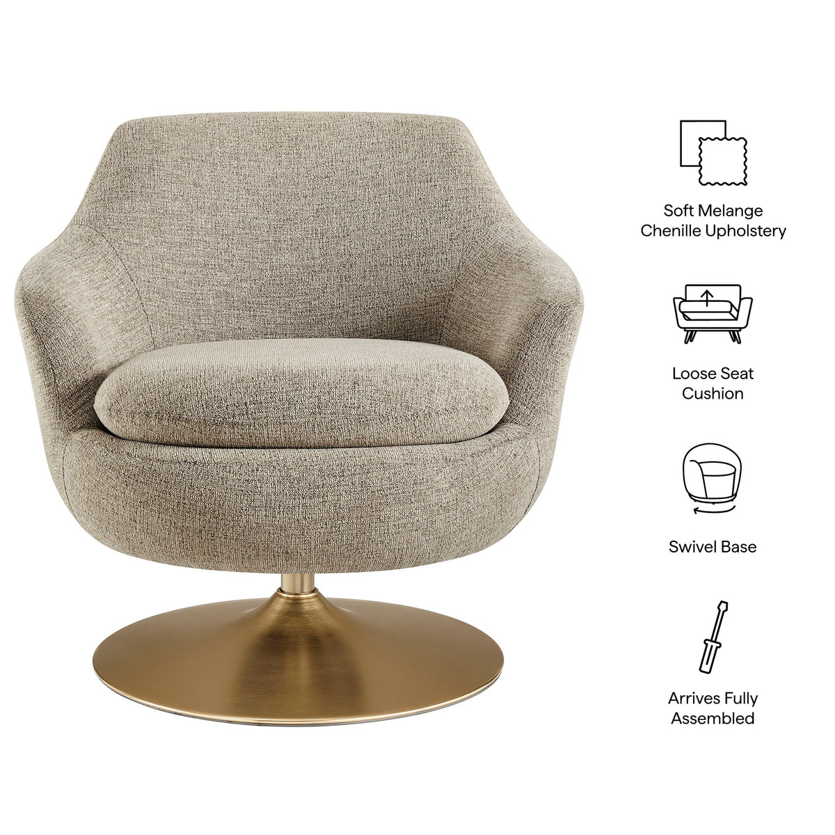 Quimby Melange Chenille Swivel Accent Chair