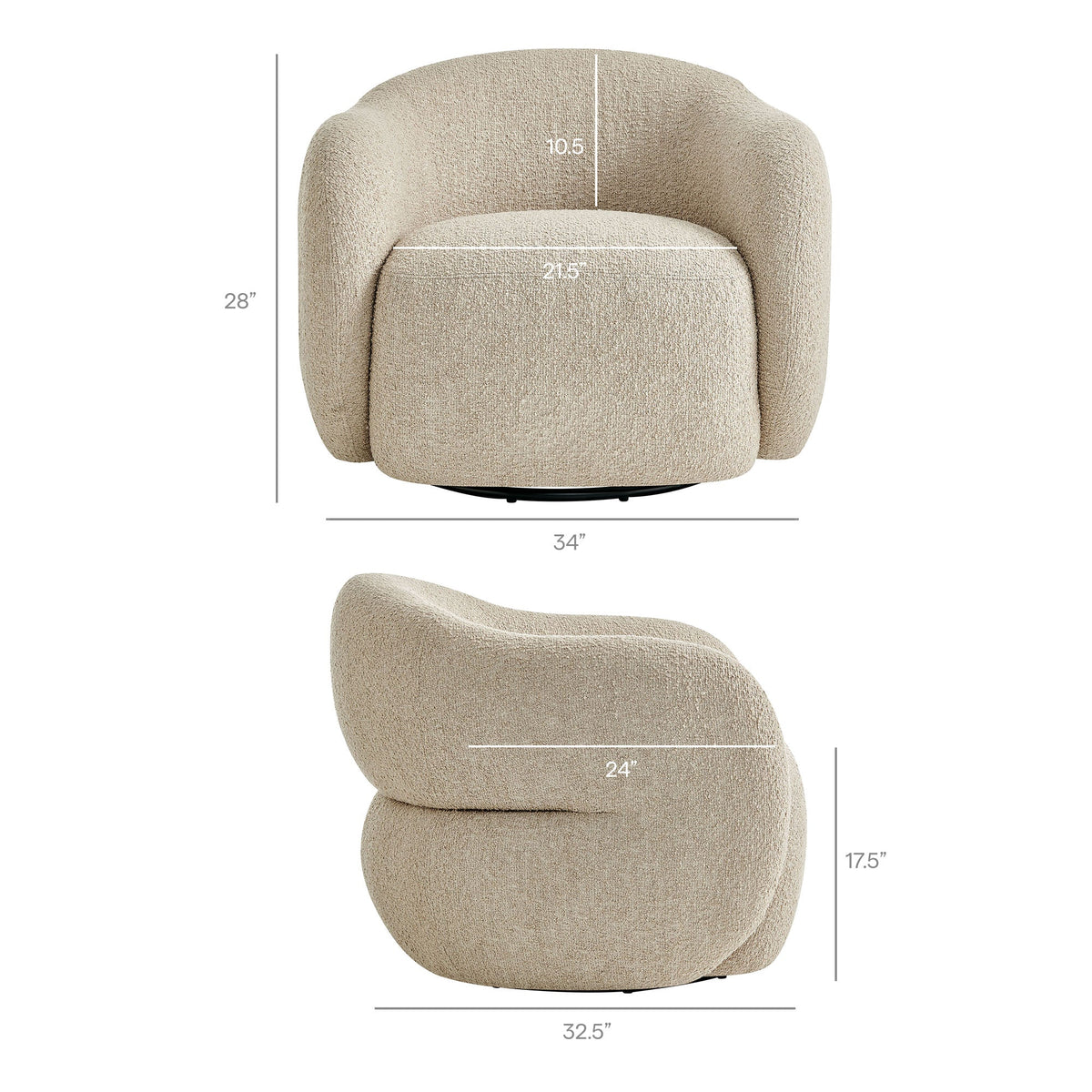 Selby Textured Woven Fabric Swivel Accent Chair