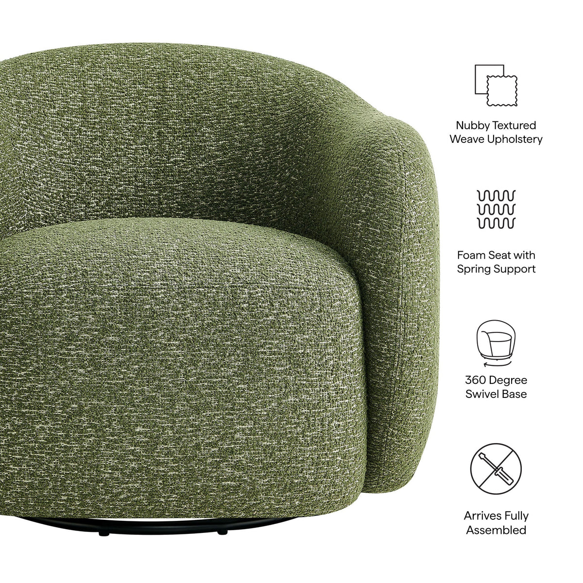 Selby Textured Woven Fabric Swivel Accent Chair